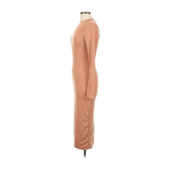 Meshki Tan Long Sleeve Ribbed Dress - Picture 4 of 6